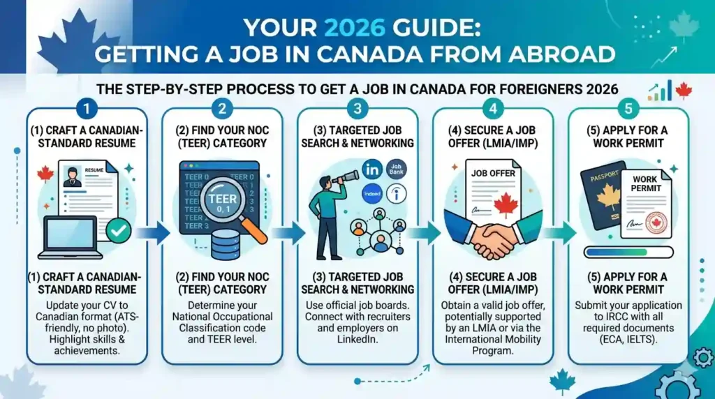 Step-by-step process for jobs in Canada for foreigners 2026