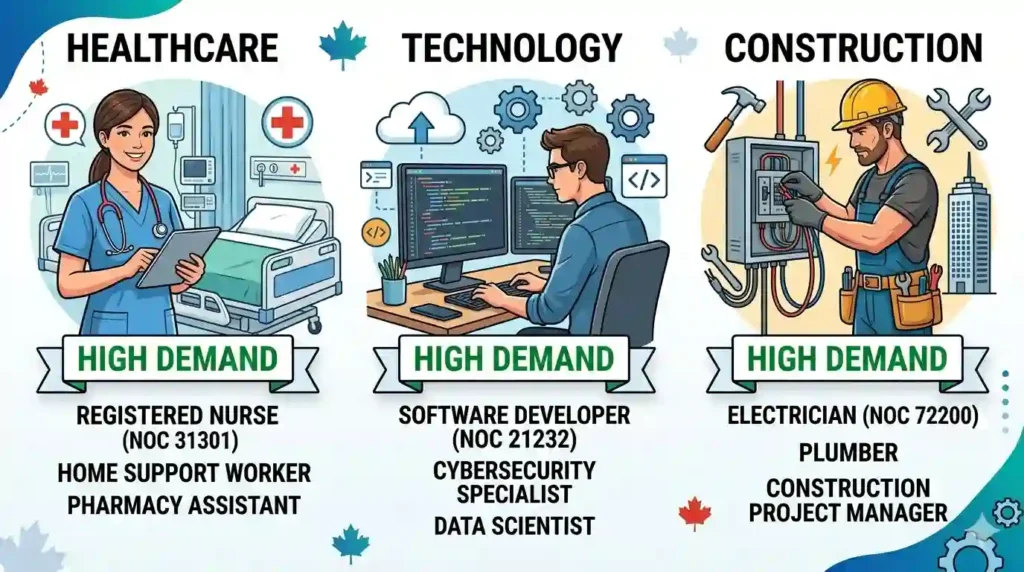 In-demand job sectors in Canada 2026 for international applicants