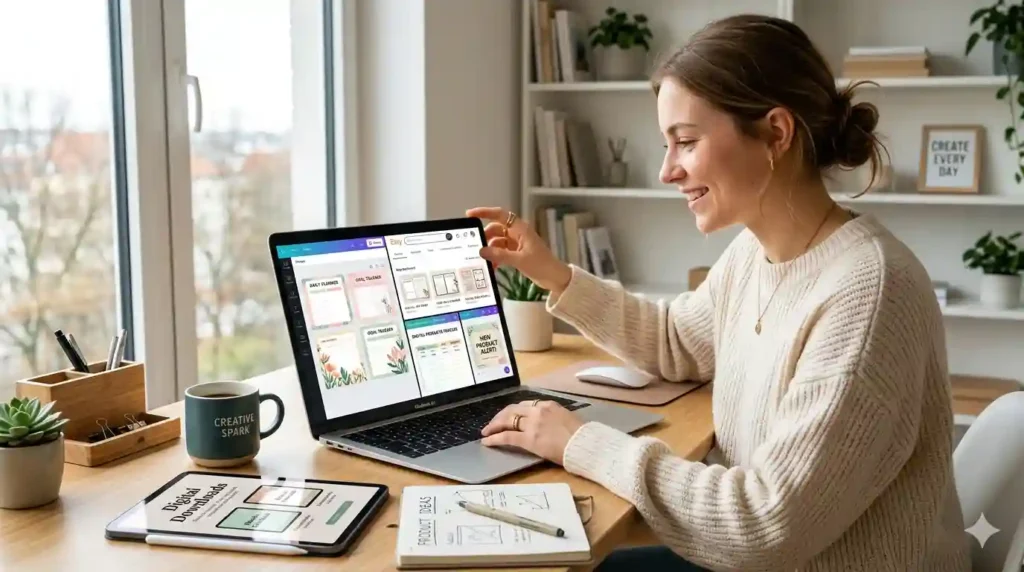 creating digital products for etsy using canva for beginners