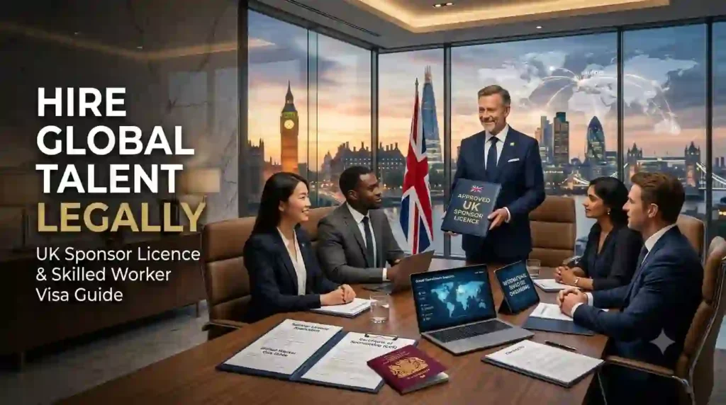 UK immigration lawyer assisting international businesses with Sponsor Licence applications, Skilled Worker Visas, and global workforce recruitment in London