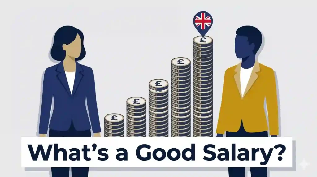 Illustration representing what counts as a good salary in the UK in 2026