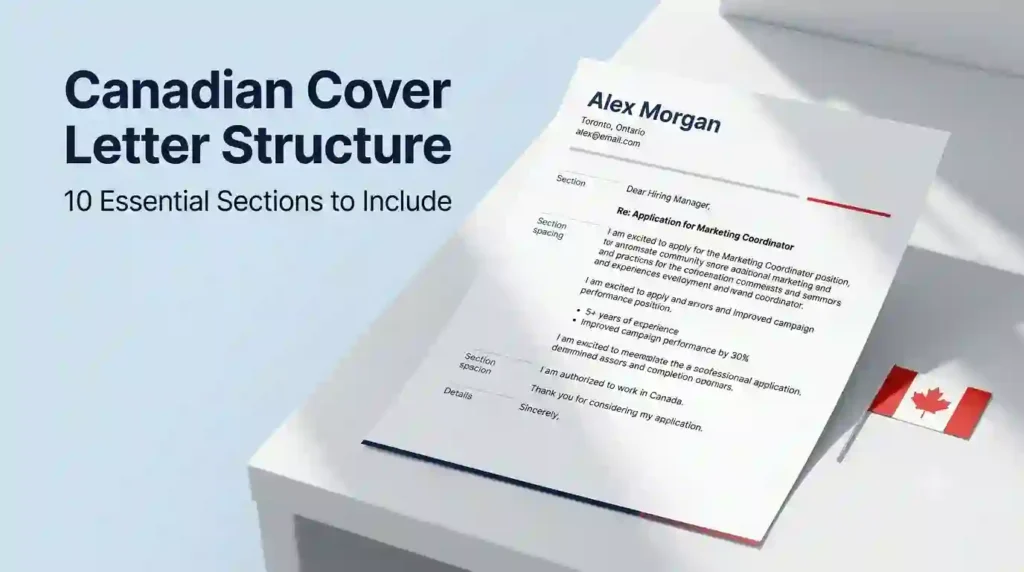 Canadian cover letter structure with essential sections for job applications
