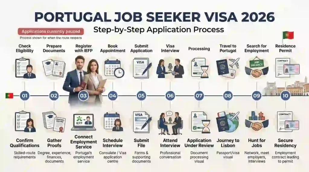 Portugal Job Seeker Visa 2026 step-by-step application process from eligibility and documents to residence permit