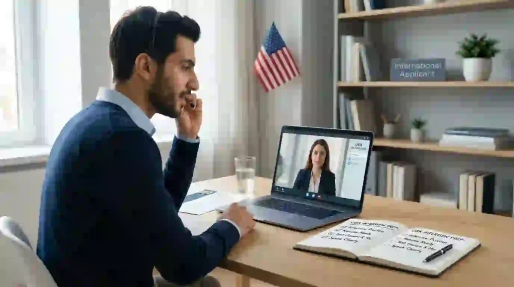 International applicant preparing for a USA job interview